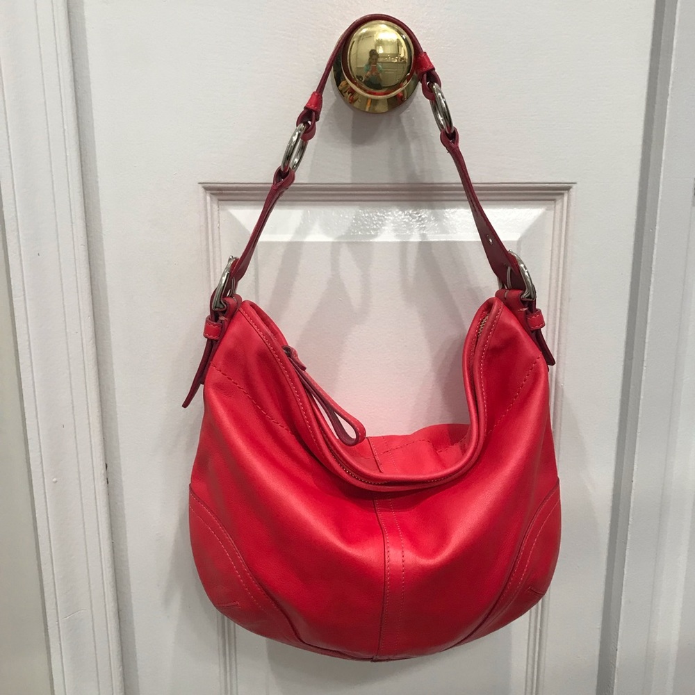 Coach Hobo Shoulder Bag - Bright Coral
